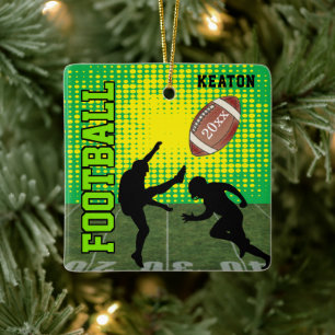 Fotboll 🏈 Player - Grönt Julgransprydnad Keramik