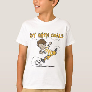 Fotboll - pojke med målTshirts och gåvor T-shirt