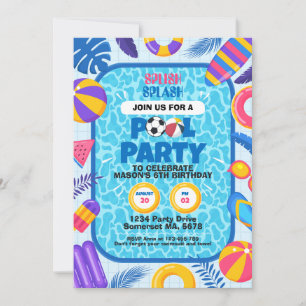Fotboll Pool Party Födelsedag Inbjudningar