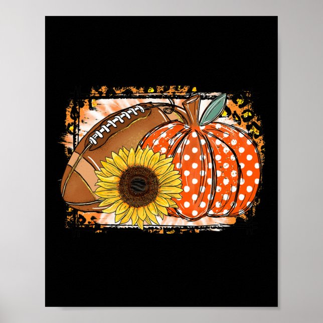 Fotboll Pumpkin Solros Footll Älskare Fall Thanksg Poster (Framsidan)