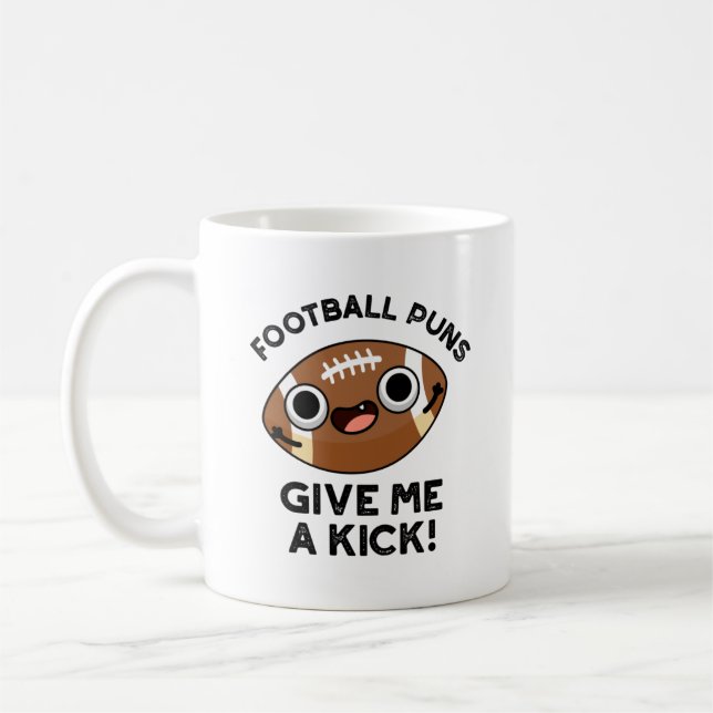 Fotboll Puns Ge Me a Kick Funny Sport Pun Kaffemugg (Vänster)