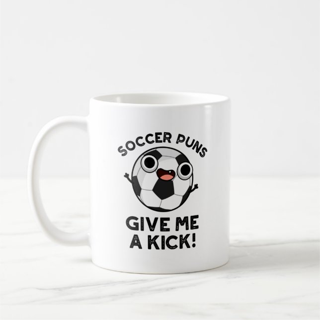 Fotboll Puns Ge Me a Kick Funny Sports Pun Kaffemugg (Vänster)