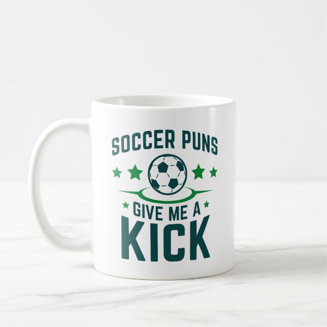 Fotboll Puns Ge Me A Kick Kaffemugg (Vänster)