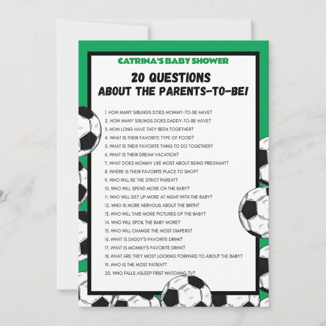 Fotboll - redigerbart Namn, babystöld Inbjudningar (Framsida)