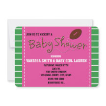 FOTBOLL ROSA BABYSHOWER Typografi Inbjudan