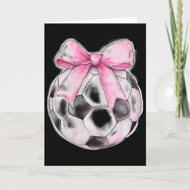 Fotboll Rosa Byll Coquette Bow Dainty Band Flickor Kort (Framsida)