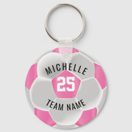Fotboll - Rosa och vit Nyckelring