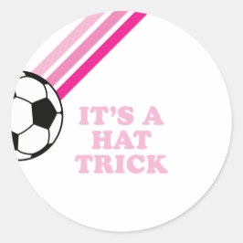 Fotboll Rosa Ränder Hat Trick Födelsedag Runt Klistermärke