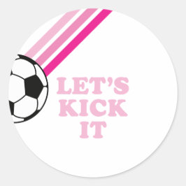 Fotboll Rosa Ränder Låt Oss Sparka Födelsedag Runt Klistermärke