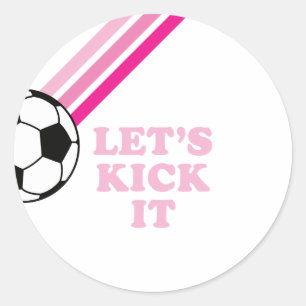 Fotboll Rosa Ränder Låt Oss Sparka Födelsedag Runt Klistermärke