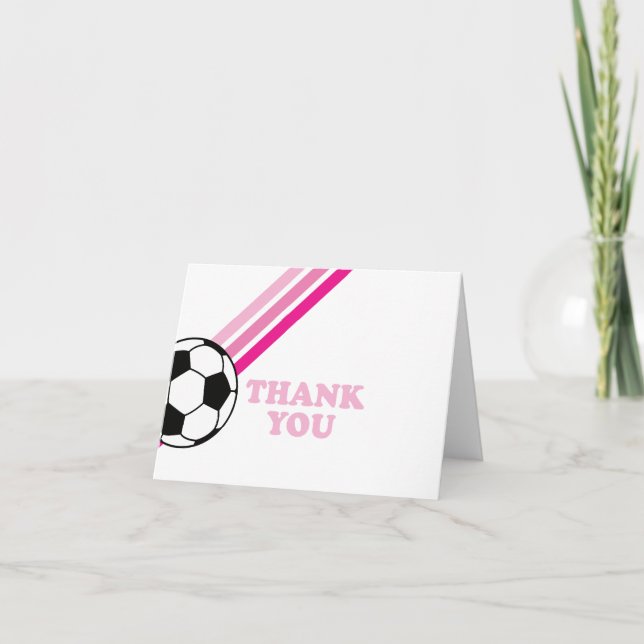 Fotboll Rosa Ränder Tack Födelsedag Kort (Framsida)