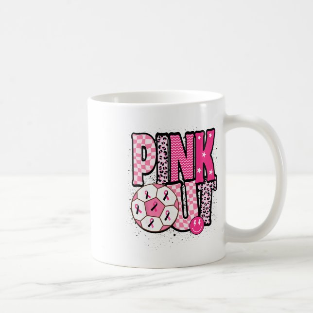 Fotboll Rosa Ut Bröstcancer Medvetenhet Spark För  Kaffemugg (Höger)