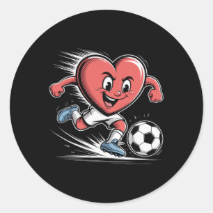 Fotboll Rött Hjärta Spelare Alla hjärtans dag Runt Klistermärke