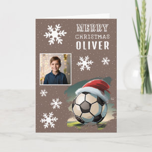 Fotboll Santa Hatt Barn Foto Jul Kort