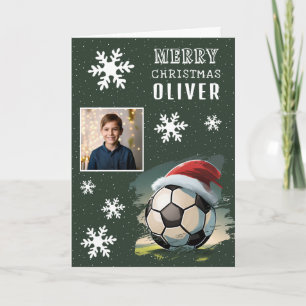 Fotboll Santa Hatt Barn Foto Jul Kort