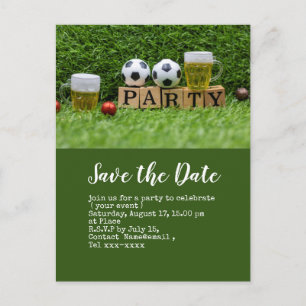 Fotboll save the date boll för välkomstfest vykort