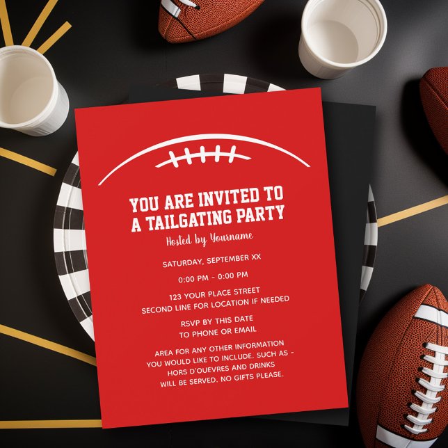 Fotboll - segelgering Party - röd svart Inbjudningar (Tailgating Party Invitation)