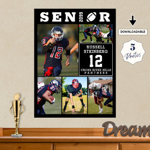 Fotboll Senior 5 Foto Collage Examen Poster