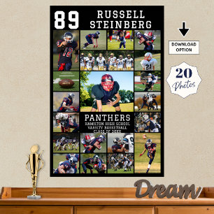 Fotboll Senior Night 20 Foto Collage Examen Poster