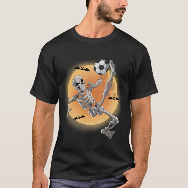 Fotboll Skeleton Halloween Skeleton-fotbollsspelar T Shirt (Framsida)