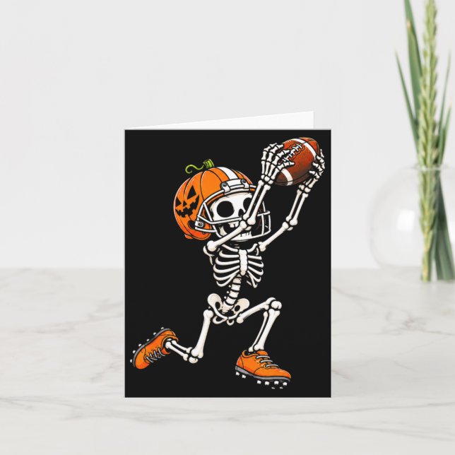 Fotboll skelett halloween pumpa  kort (Framsida)