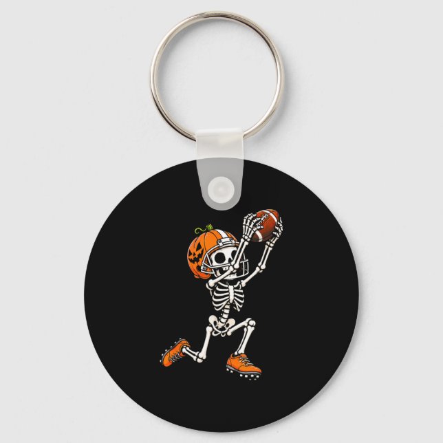 Fotboll skelett halloween pumpa  nyckelring (Framsida)