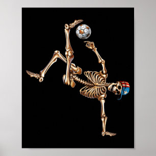 Fotboll Skelett Spelare Cykel Spark Sport Hallowee Poster