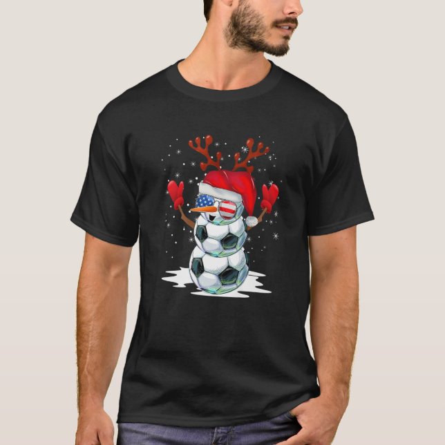 Fotboll Snögubbe jul Pajamas Santa Hat Sunglas T Shirt (Framsida)
