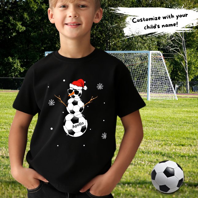 Fotboll Snögubbe Santa Hat med Namn i Barn T Shirt (Skapare uppladdad)