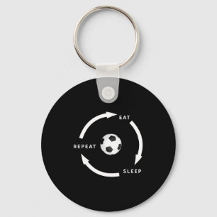 Fotboll Soccer Äta Sova Upprepa Sport Fan Saying Nyckelring