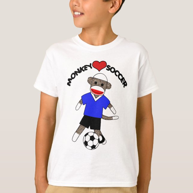 Fotboll Sock monkey (blå) - Kids T-Shirt (Framsida)