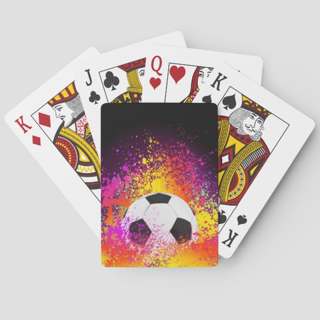 Fotboll som leker kort spel kort (Baksidan)