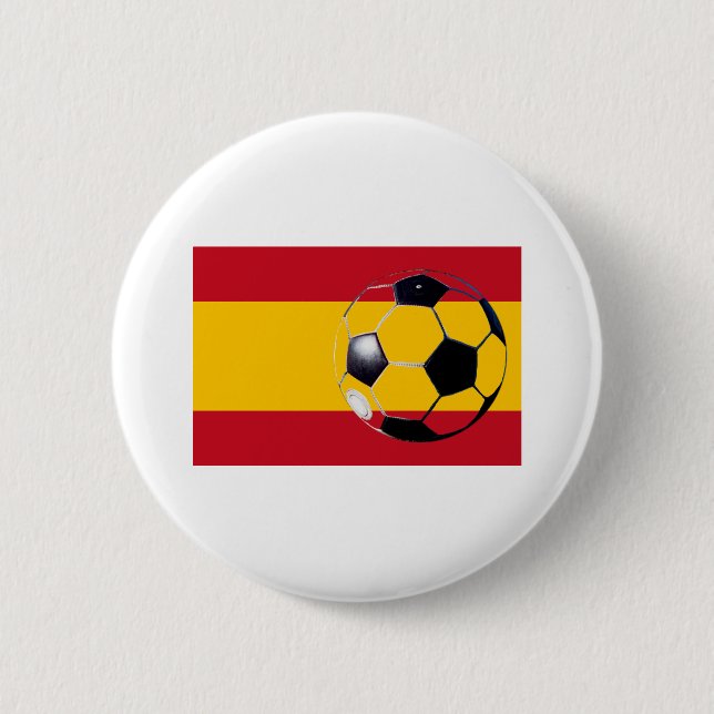 Fotboll Spanien Flagga 2 MUSEUM Zazzle-gåvor Knapp (Framsida)