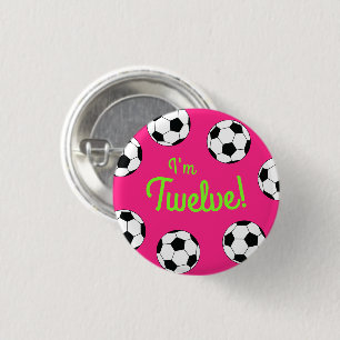 Fotboll Sport Födelsedagsfest Rosa Knapp