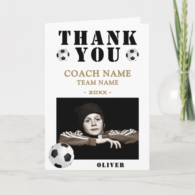 Fotboll Sport Foto Tränare  Tack Kort (Framsida)