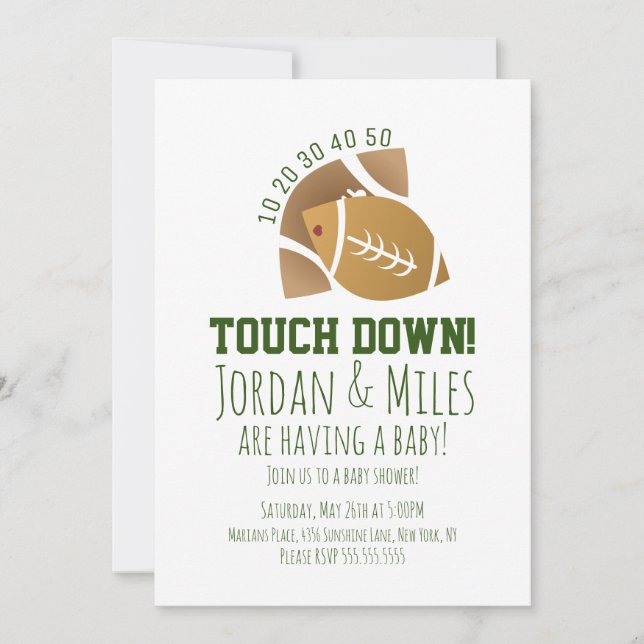 Fotboll Sport Touchdown Tailgating  Baby Shower Inbjudningar (Framsida)