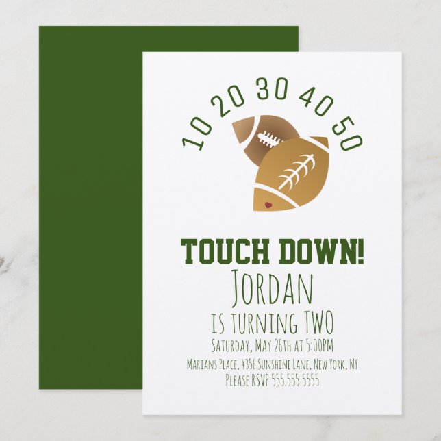 Fotboll Sport Touchdown Tailgating Födelsedag Kraf Inbjudningar (Fram/baksida)