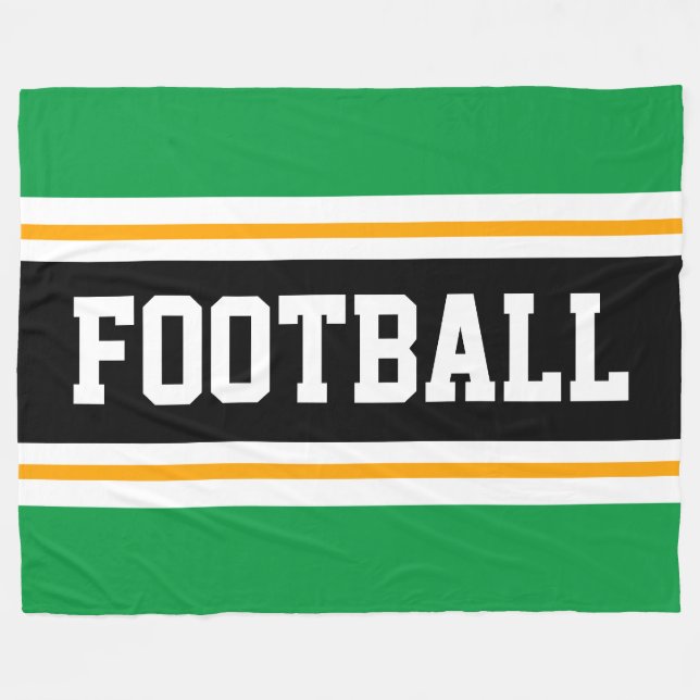 FOTBOLL Sportig Ljusgrön Svart Orange Ränder Fleecefilt (Framsidan (Horisontell))