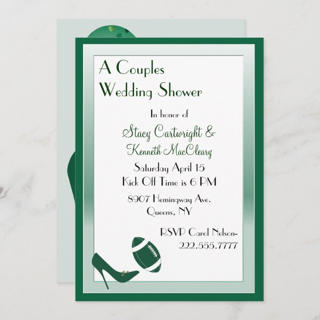 Fotboll & Stilett Slut-shower-inbjudan Inbjudningar (Fram/baksida)