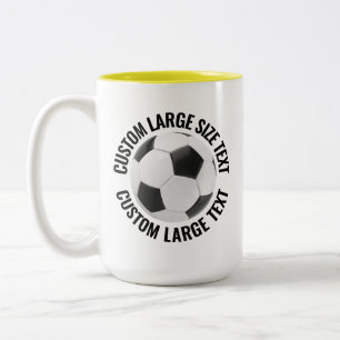 Fotboll & Stor Text GUL 15oz Anpassad Två-Tonad Mugg