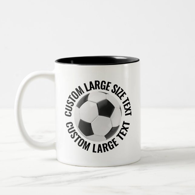 Fotboll & Stor Text SVART 11oz Anpassad Två-Tonad Mugg (Vänster)