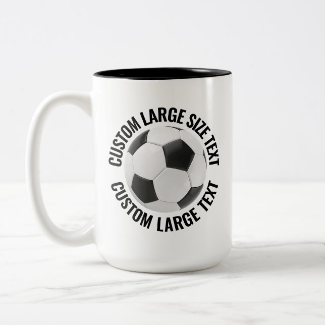 Fotboll & Stor Text SVART 15oz Anpassad Två-Tonad Mugg (Vänster)