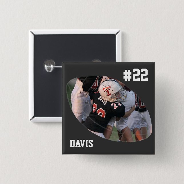 Fotboll - svart - Personlig Knapp (Framsida & baksida)