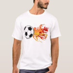 Fotboll T Shirt<br><div class="desc">Fotbollskonstruktion med flammor skapat i Corel Paint Shop Underbar för fotbollsspelaren,  fotboll mamma,  fotboll tränare. Anpassa ryggen med den speciella spelarens namn.</div>