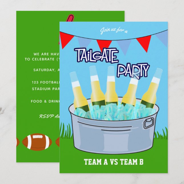 Fotboll Tailgate Fest Inbjudan (Fram/baksida)