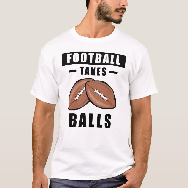 Fotboll tar Bollar - roligt T Shirt (Framsida)