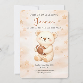 Fotboll Teddybjörn Little MVP Baby Shower Inbjudningar