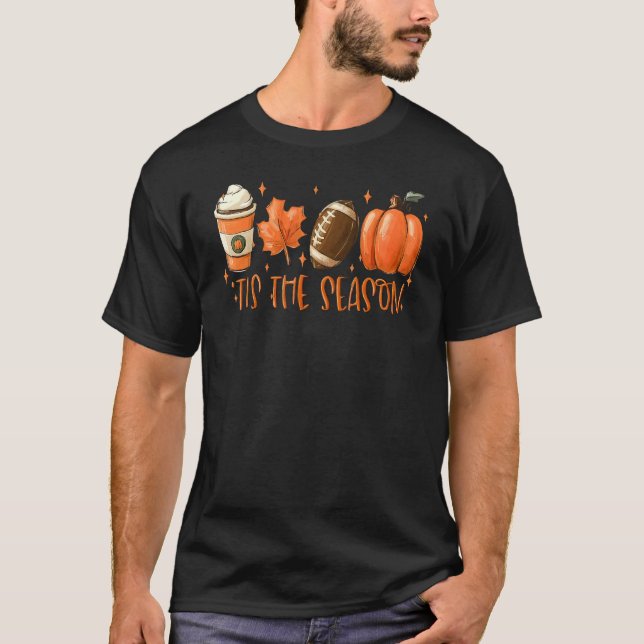 Fotboll Thanksgiving Höst Pumpkin Cute Latte Co T Shirt (Framsida)