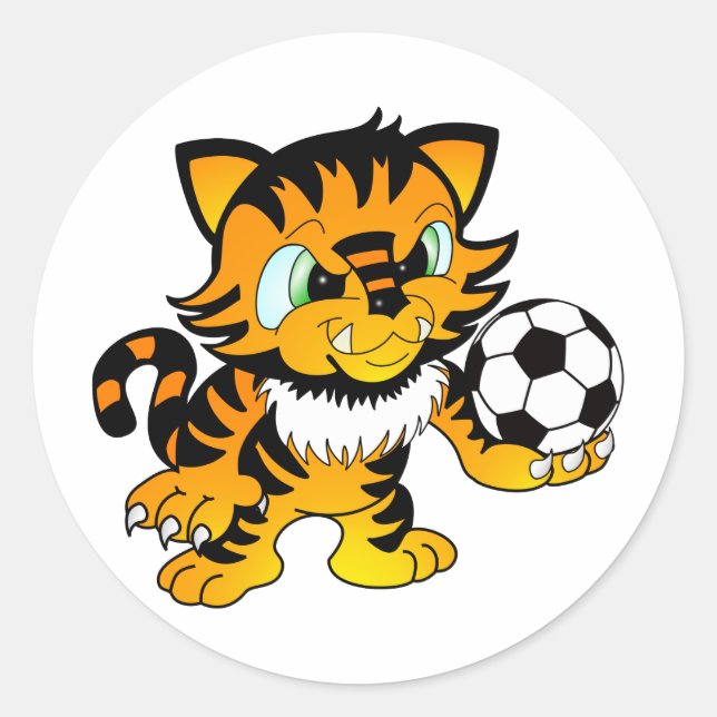 Fotboll tiger runt klistermärke (Framsida)