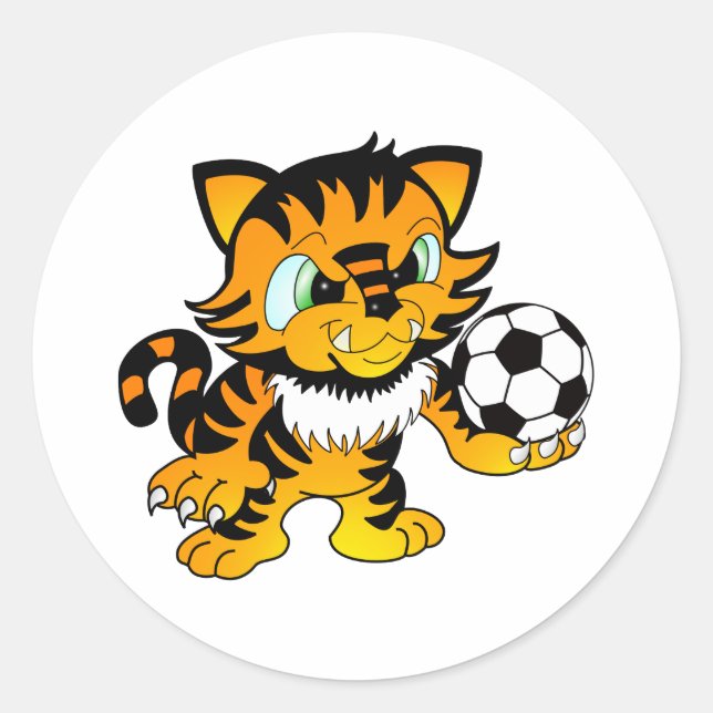 Fotboll tiger runt klistermärke (Framsida)
